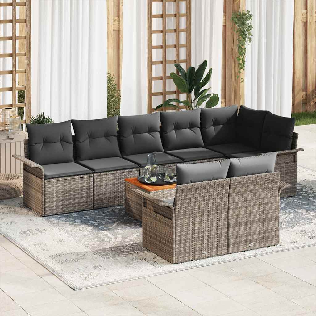Gartensofa-set 9 stk. 8-Sitzanzahl Grau Poly-Rattan