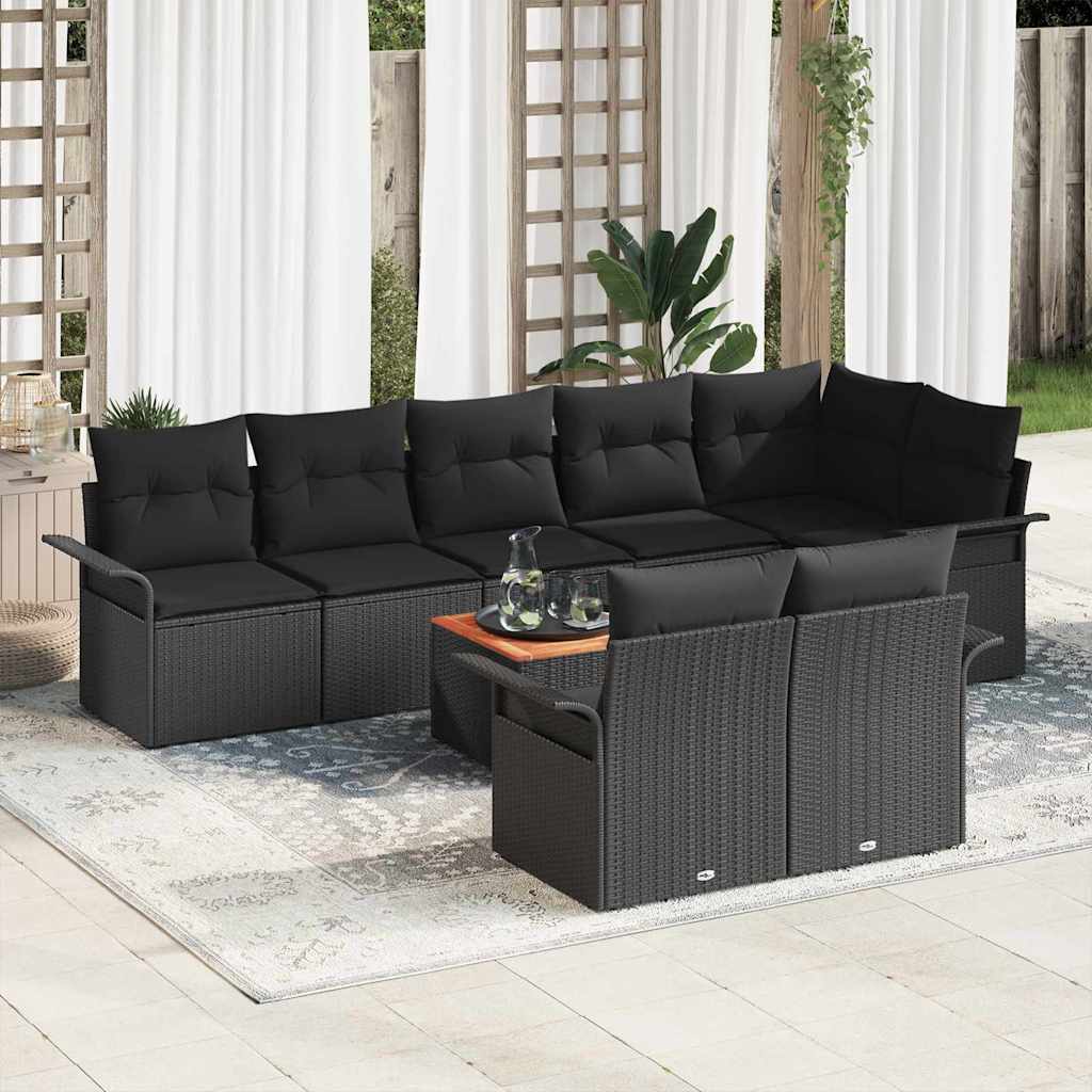 Gartensofa-set 9 stk. 8-Sitzanzahl Schwarz Poly-Rattan