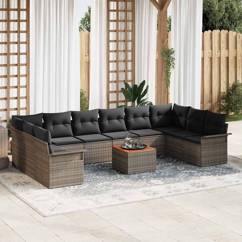 Gartensofa-set 11 Stk. 10-Sitzanzahl Grau Poly-Rattan