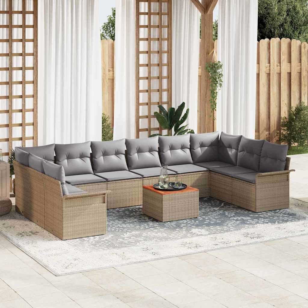 Gartensofa-set 11 Stk. 10-Sitzanzahl Beige und Hellgrau
