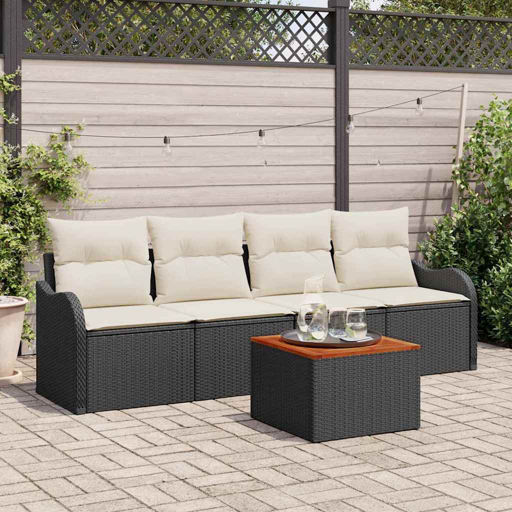 Gartensofa-set 5 Stk. 4-Sitzanzahl Schwarz und Creme