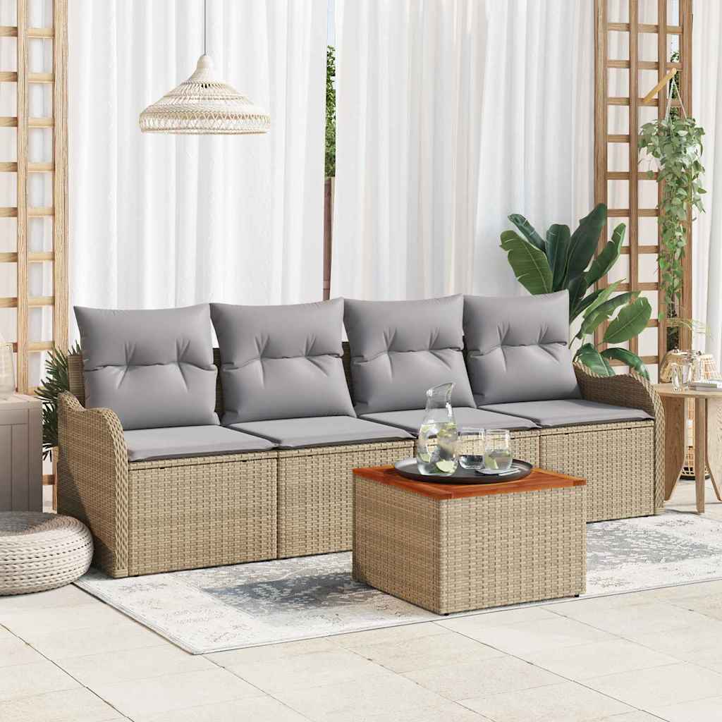 Gartensofa-set 5 Stk. 4-Sitzanzahl Beige und Hellgrau