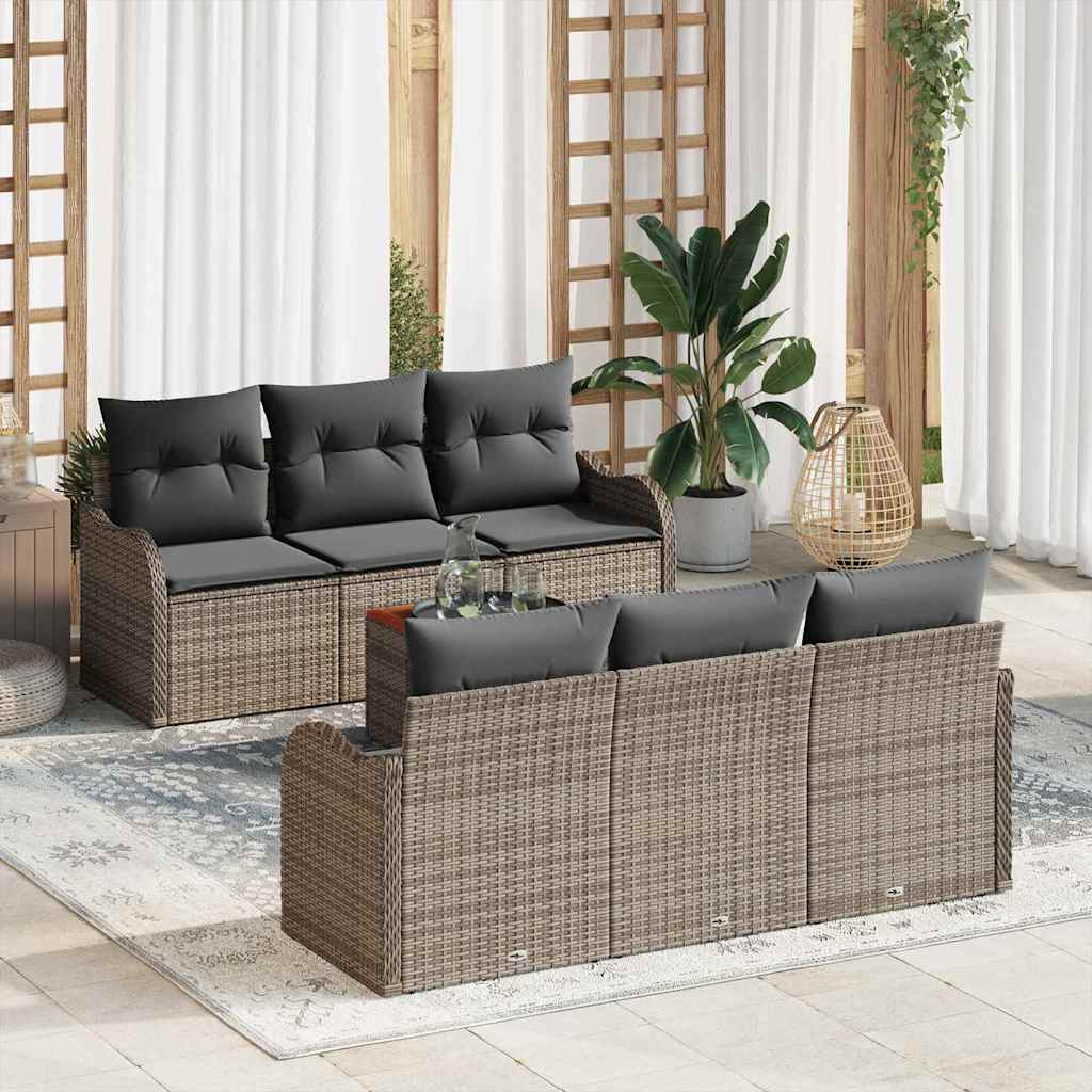Gartensofa-set 7 stk. Grau Poly-Rattan