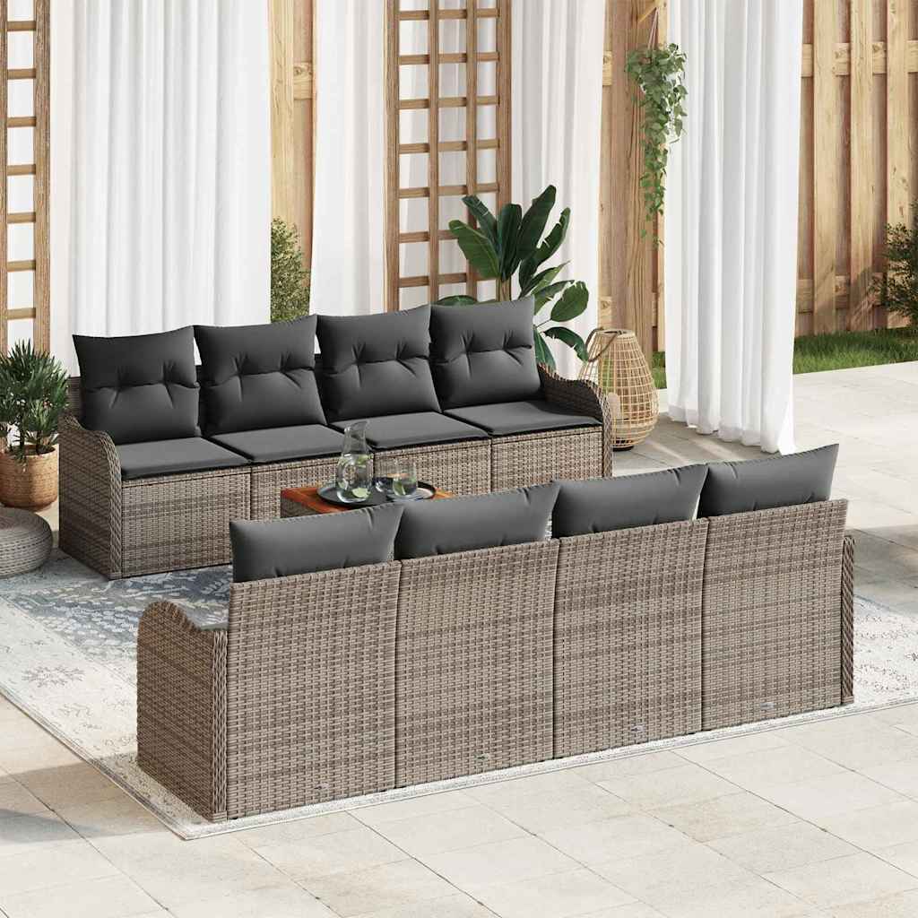Gartensofa-set 9 stk. Grau Poly-Rattan