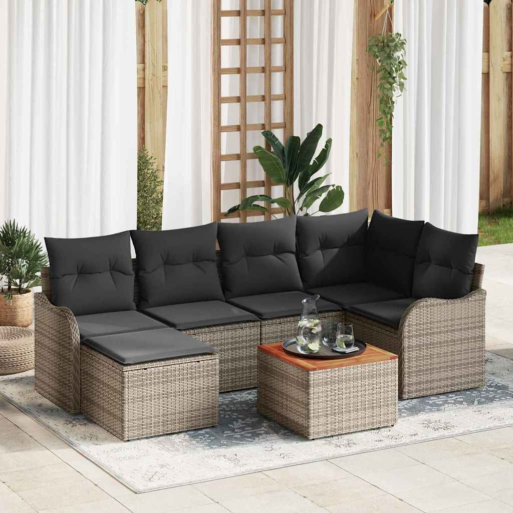 Gartensofa-set 7 stk. Grau Poly-Rattan