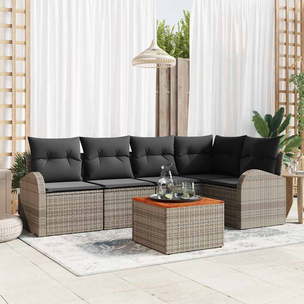 Gartensofa-set 6 stk. Grau Poly-Rattan