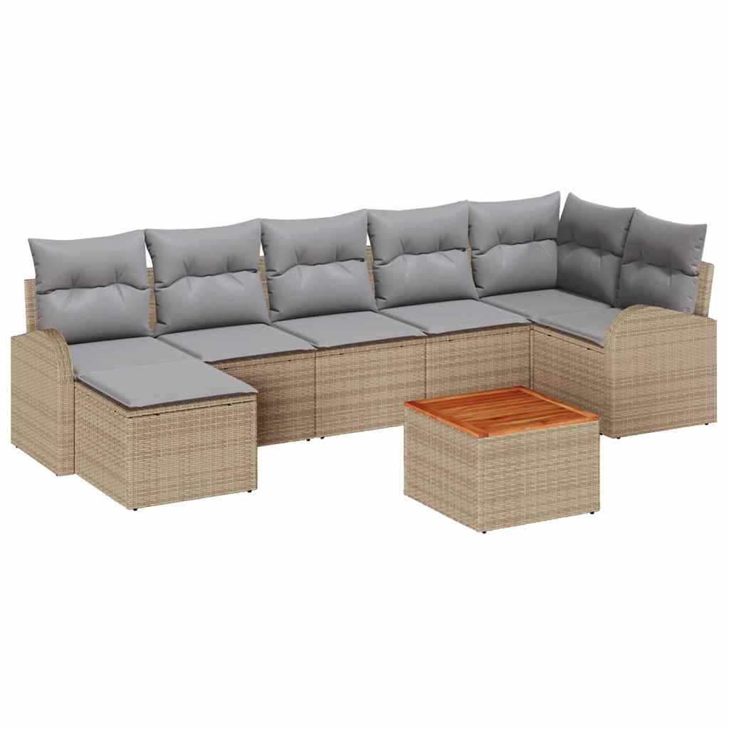 Gartensofa-set 8 stk. Beige und Hellgrau Poly-Rattan
