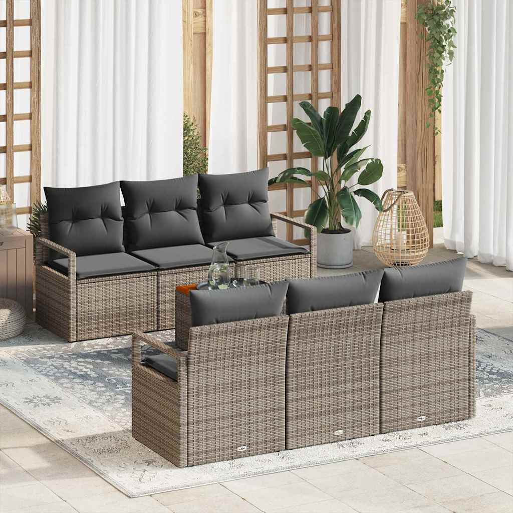 Gartensofa-set 7 stk. Grau Poly-Rattan