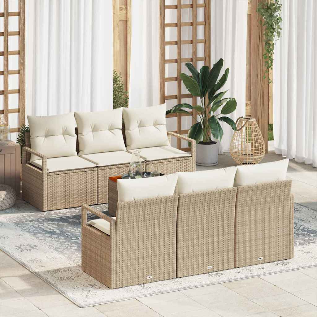 Gartensofa-set 7 stk. Beige und Creme Poly-Rattan