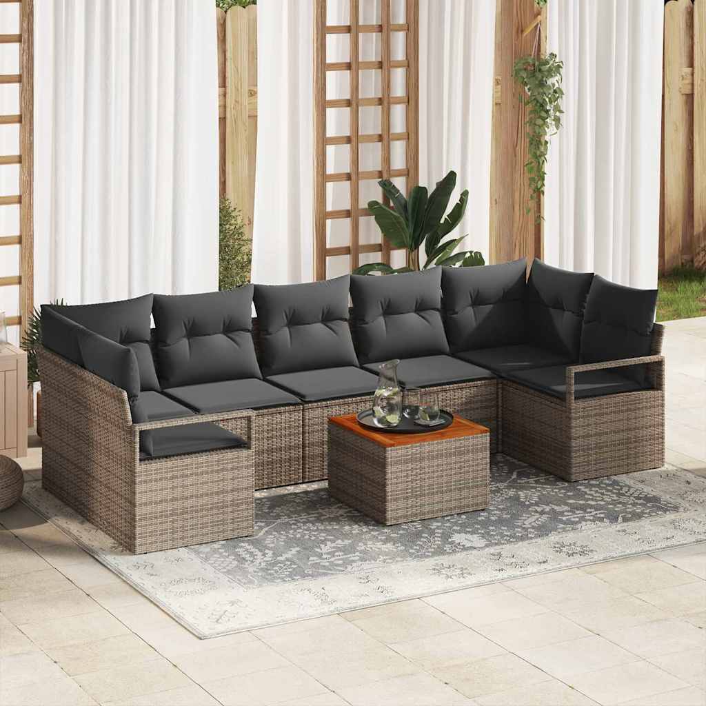 Gartensofa-set 8 stk. Grau Poly-Rattan