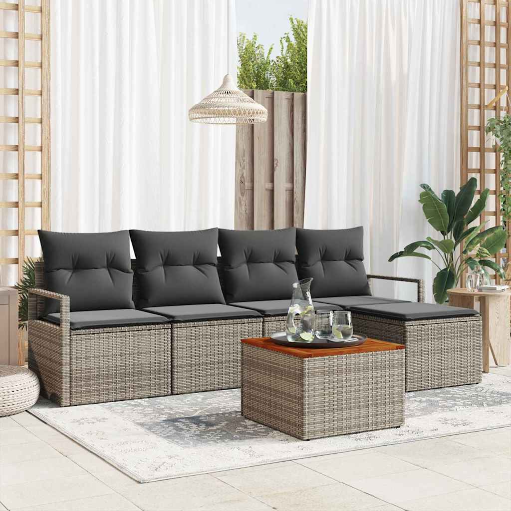 Gartensofa-set 6 stk. Grau Poly-Rattan