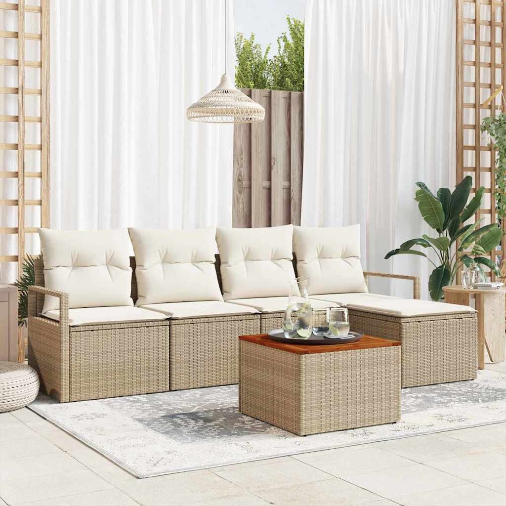 Gartensofa-set 6 stk. Beige und Creme Poly-Rattan