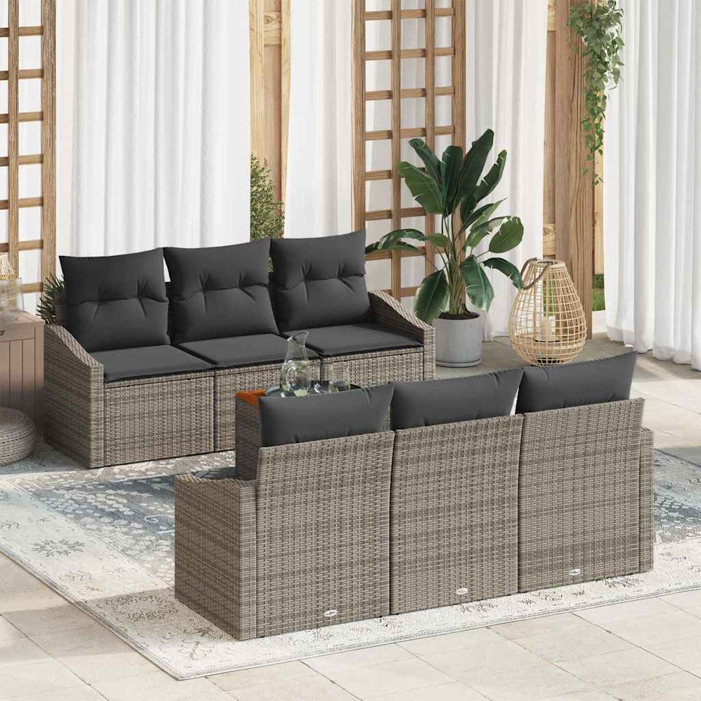 Gartensofa-set 7 stk. Grau Poly-Rattan