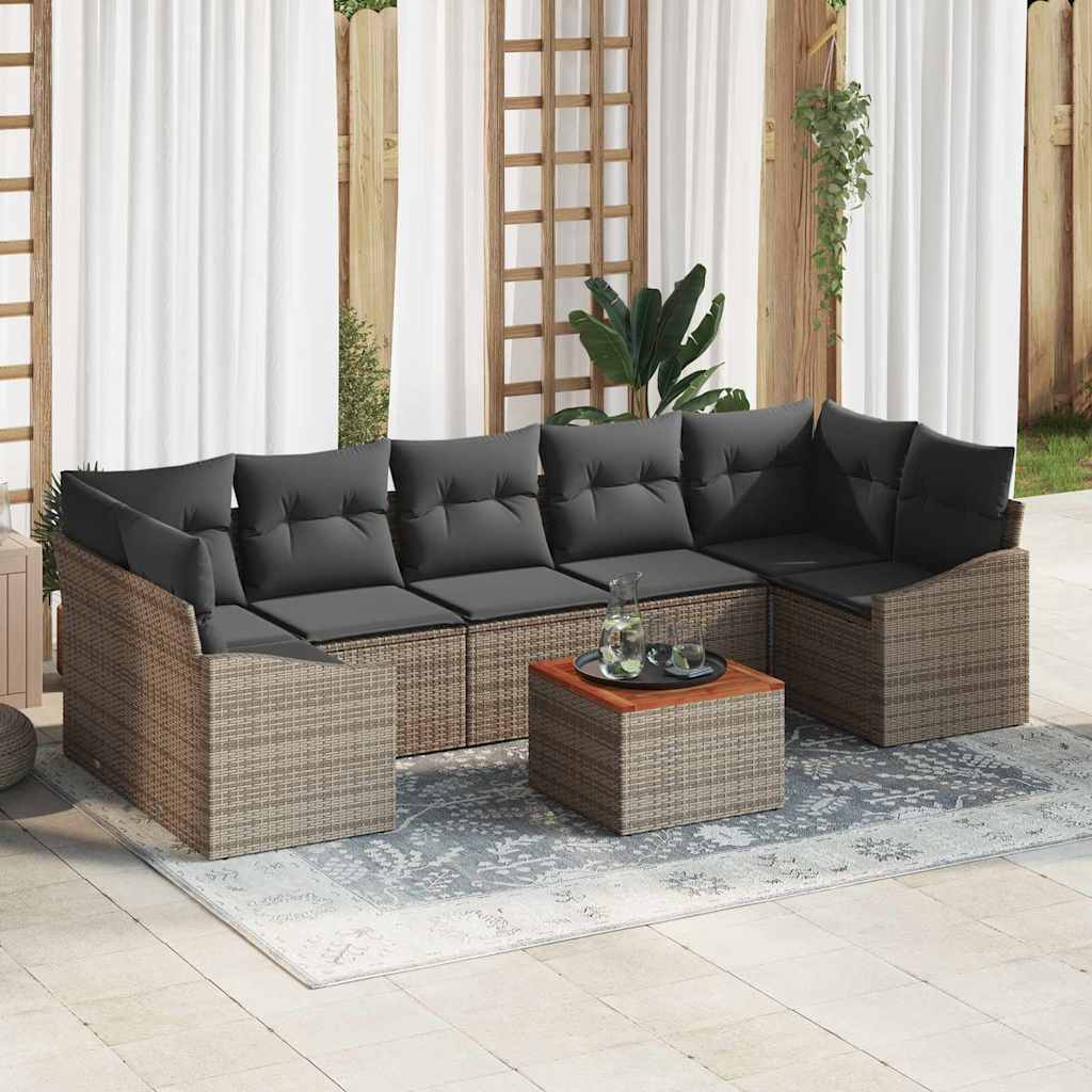 Gartensofa-set 8 stk. Grau Poly-Rattan