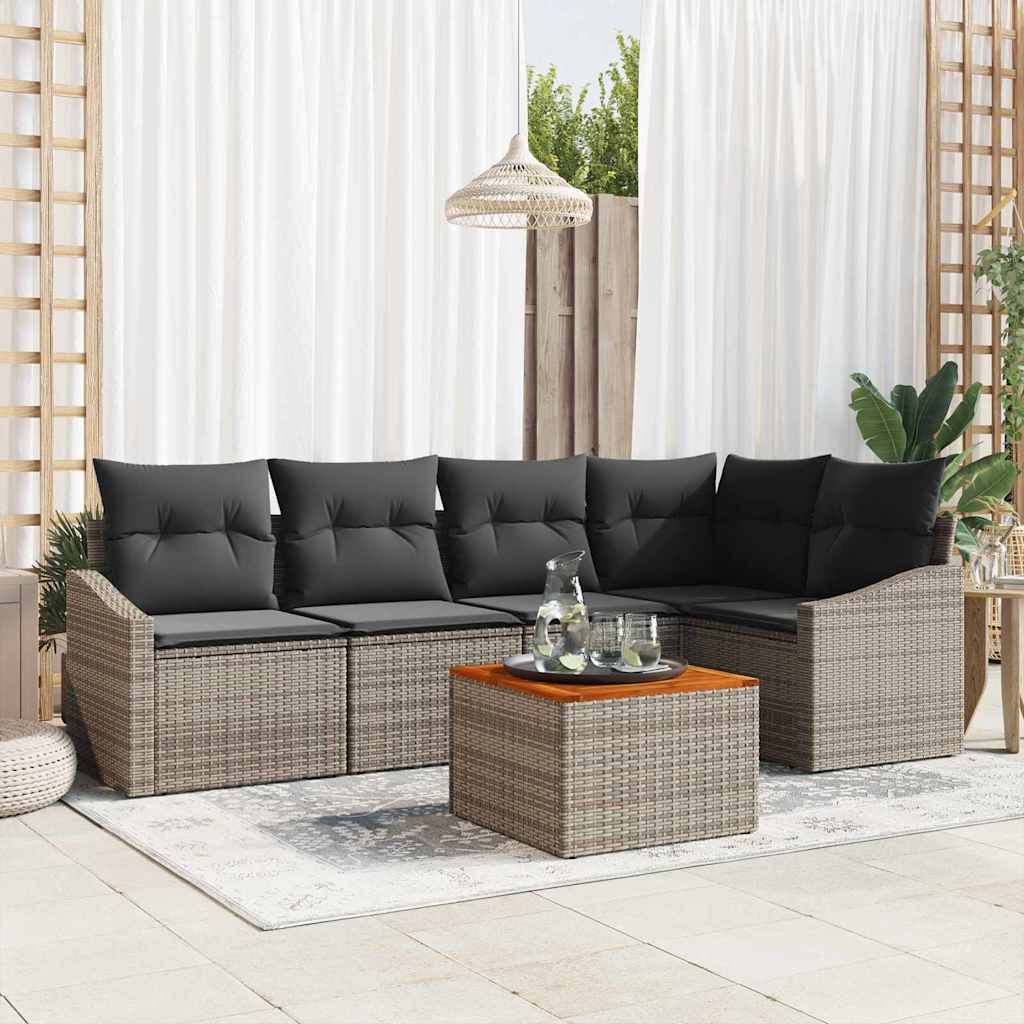 Gartensofa-set 6 stk. Grau Poly-Rattan