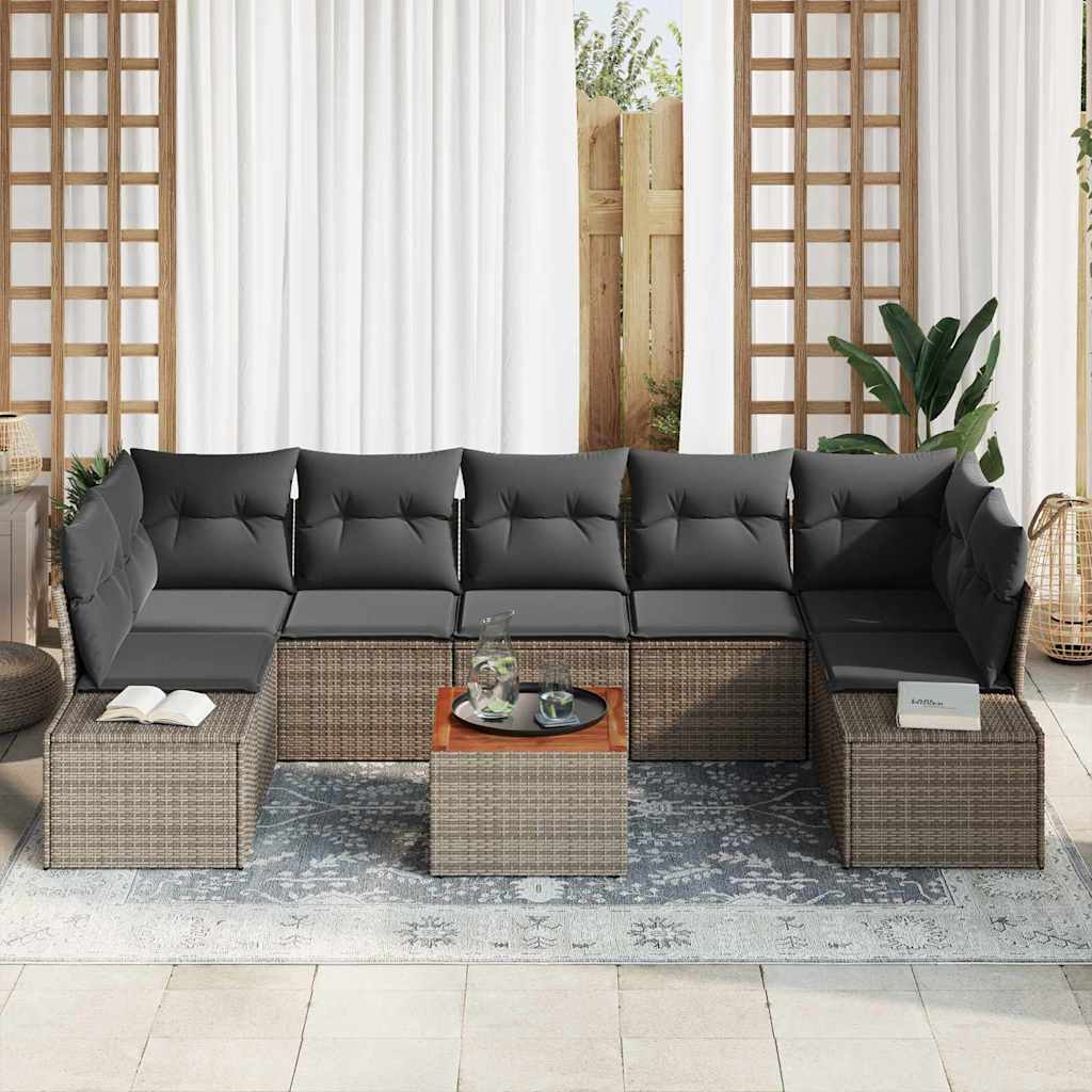 Gartensofa-set 8 stk. Grau Poly-Rattan