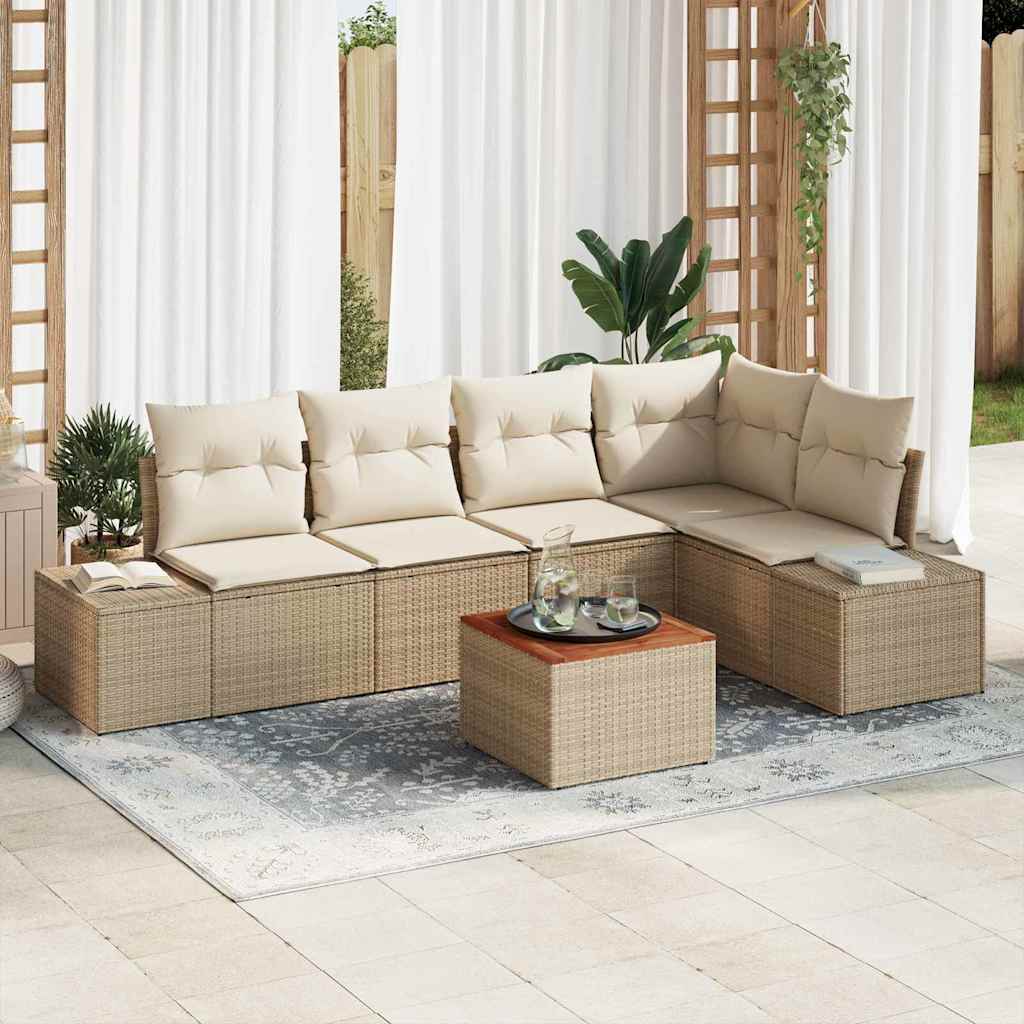 Gartensofa-set 6 stk. Beige und Creme Poly-Rattan