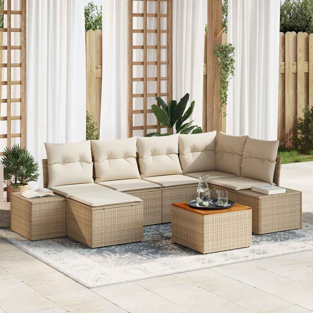 Garten-Sofa-Set 7 stk. Beige und Weiß