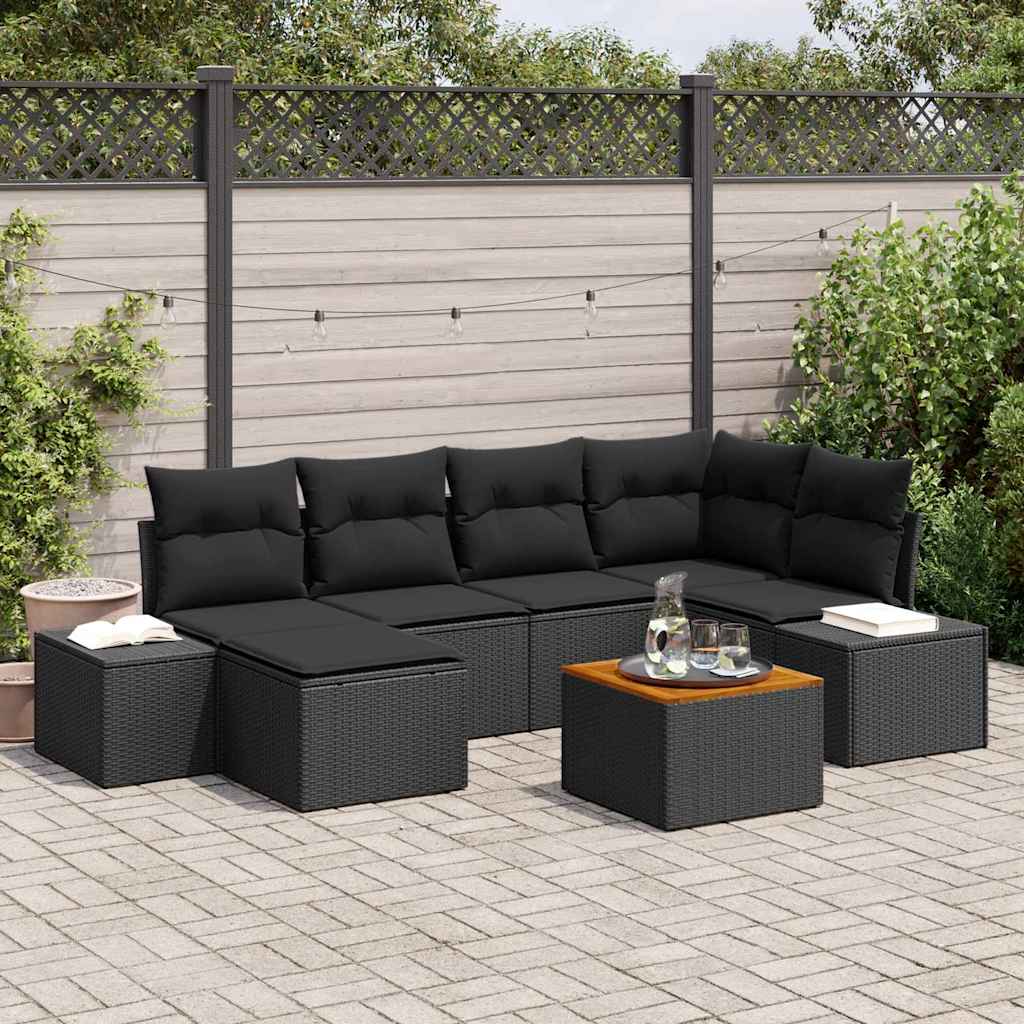 Garten-Sofa-Set 7 stk. Schwarz