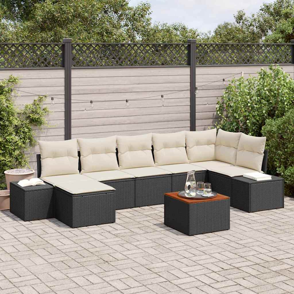Garten-Sofa-Set 8 stk. Schwarz und Weiß