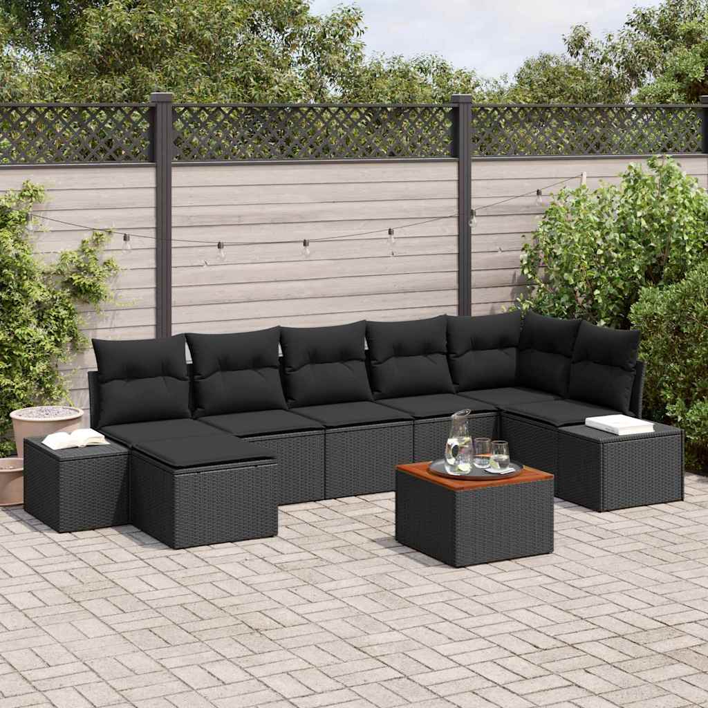 Garten-Sofa-Set 8 stk. Schwarz