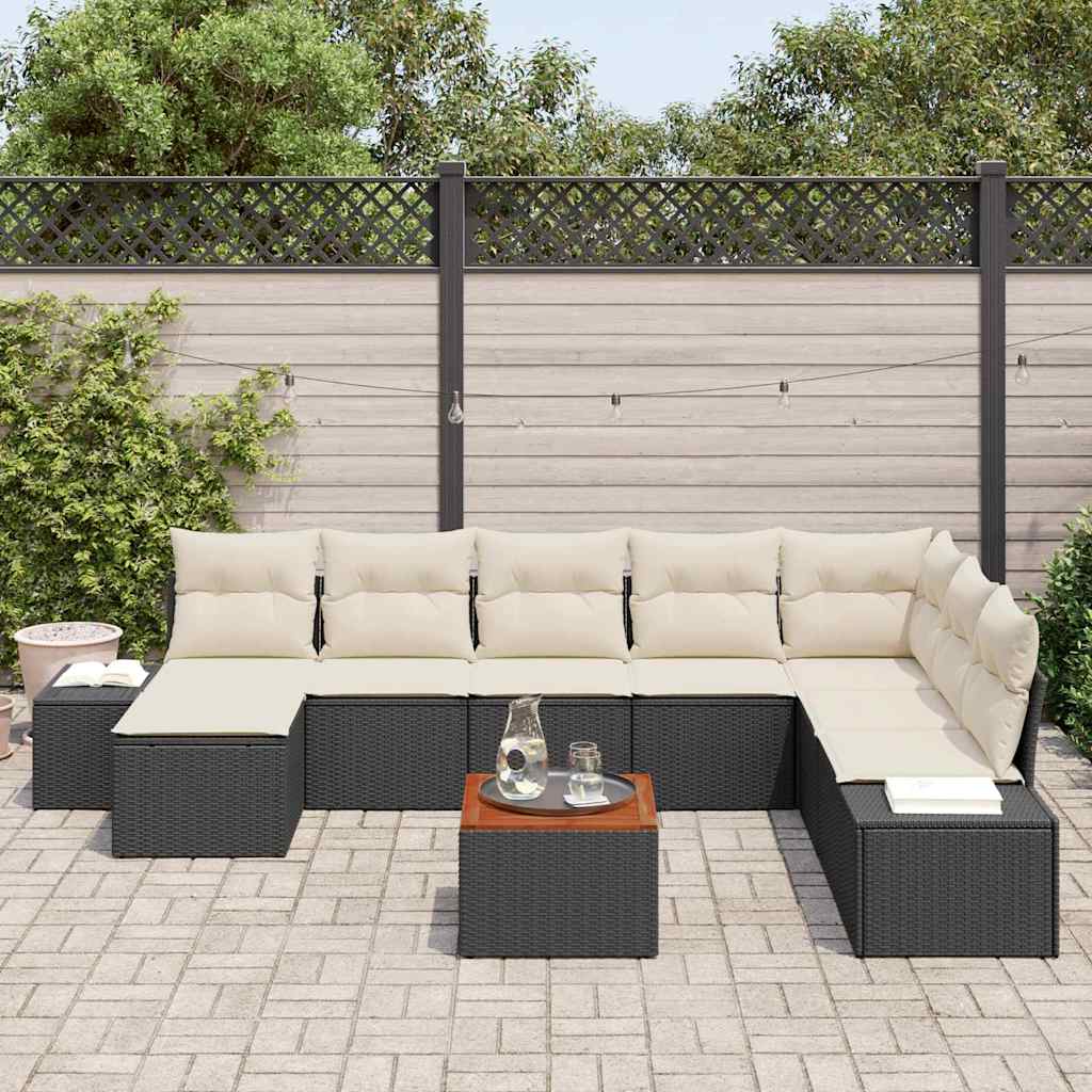 Garten-Sofa-Set 9 stk. Schwarz und Weiß