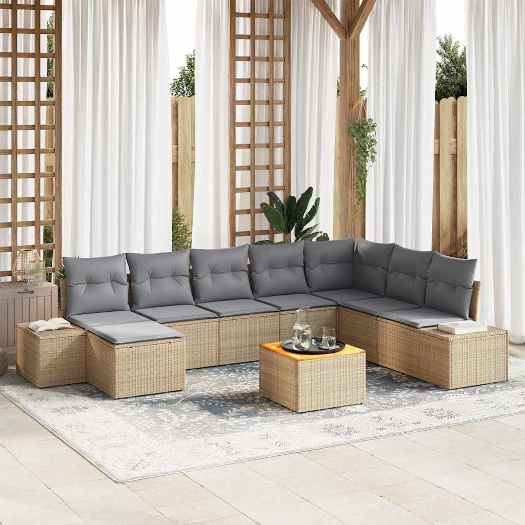 Garten-Sofa-Set 9 stk. Beige und Hellgrau
