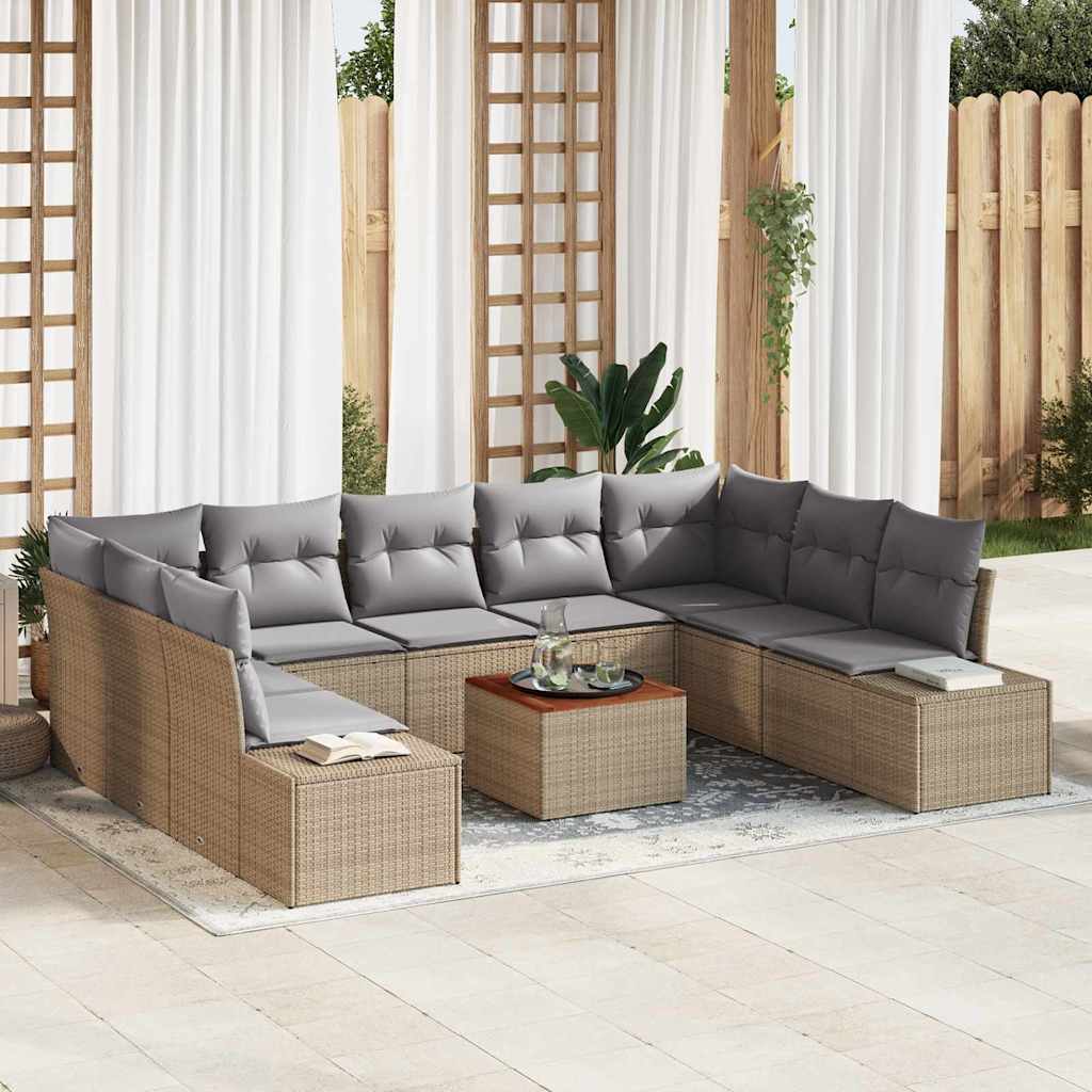 Garten-Sofa-Set 10 stk. Beige und Hellgrau