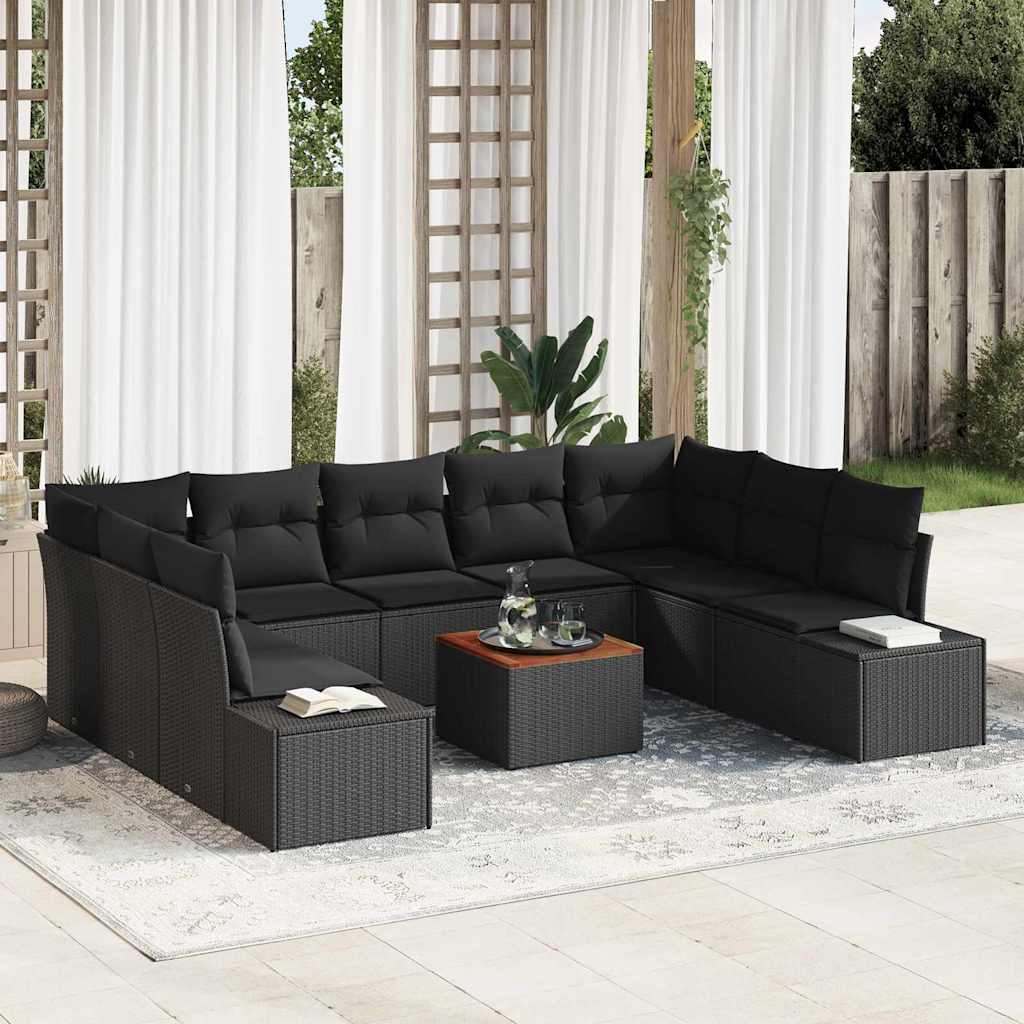 Garten-Sofa-Set 10 stk. Schwarz