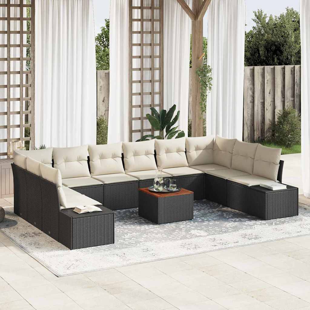 Garten-Sofa-Set 11 stk. Schwarz und Weiß