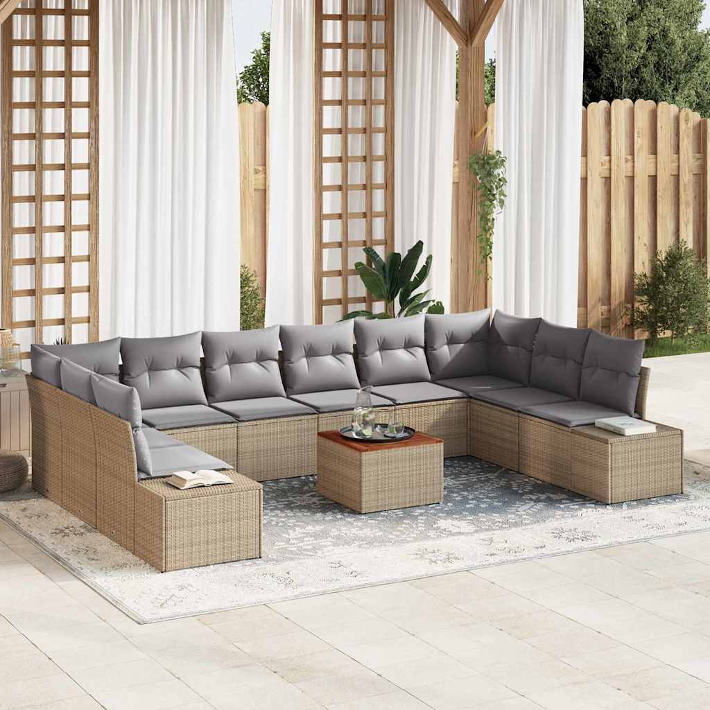 Garten-Sofa-Set 11 stk. Beige und Hellgrau