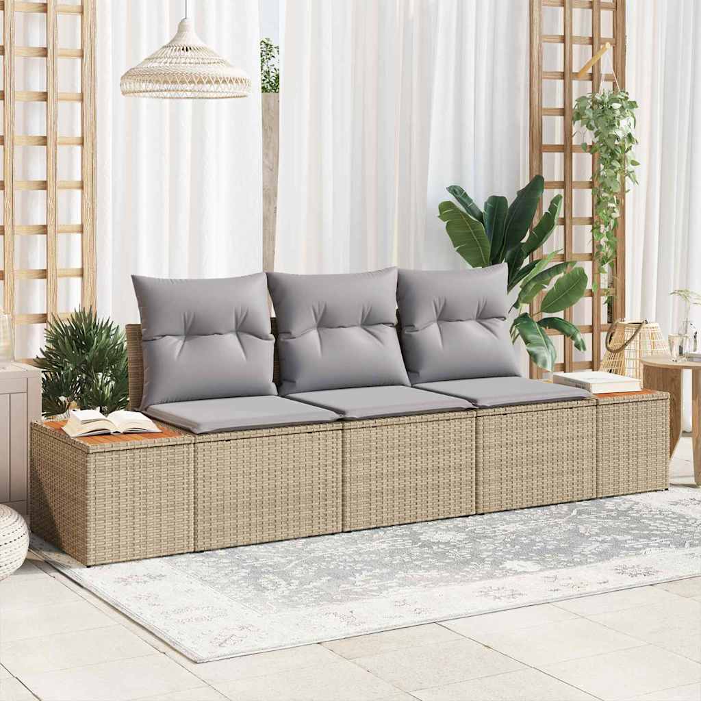 Garten-Sofa-Set 3 stk. 3-Sitzanzahl Beige und Hellgrau