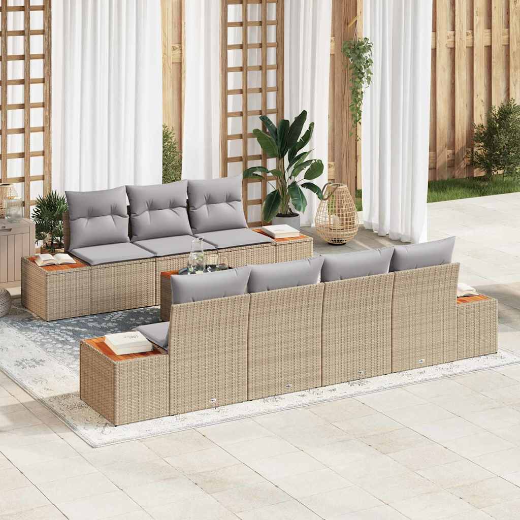Garten-Sofa-Set 8 stk. Beige Poly Rattan