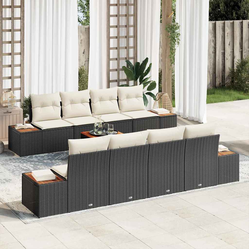 Garten-Sofa-Set 9 stk. Schwarz Poly Rattan