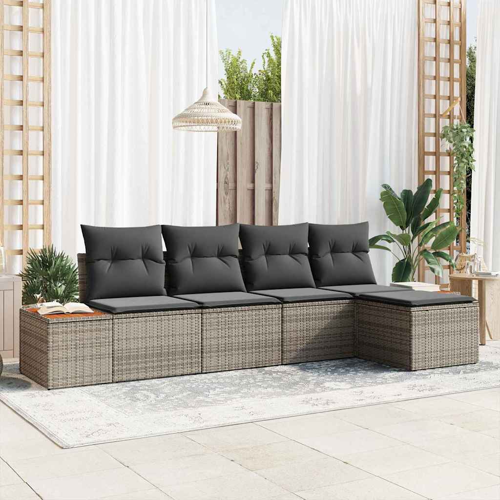 Gartensofa-set 6 Stk. 5-Sitzanzahl Grau Polyrattan