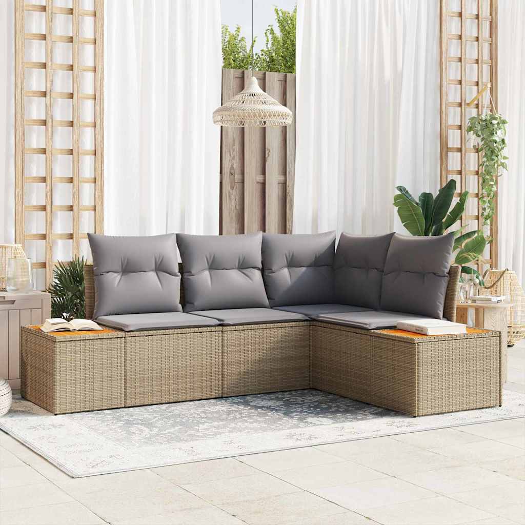 Gartensofa-set 4 stk. 4-Sitzanzahl Beige und Hellgrau