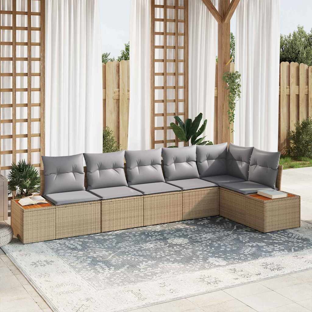Gartensofa-set 6 stk. 6-Sitzanzahl Beige und Hellgrau