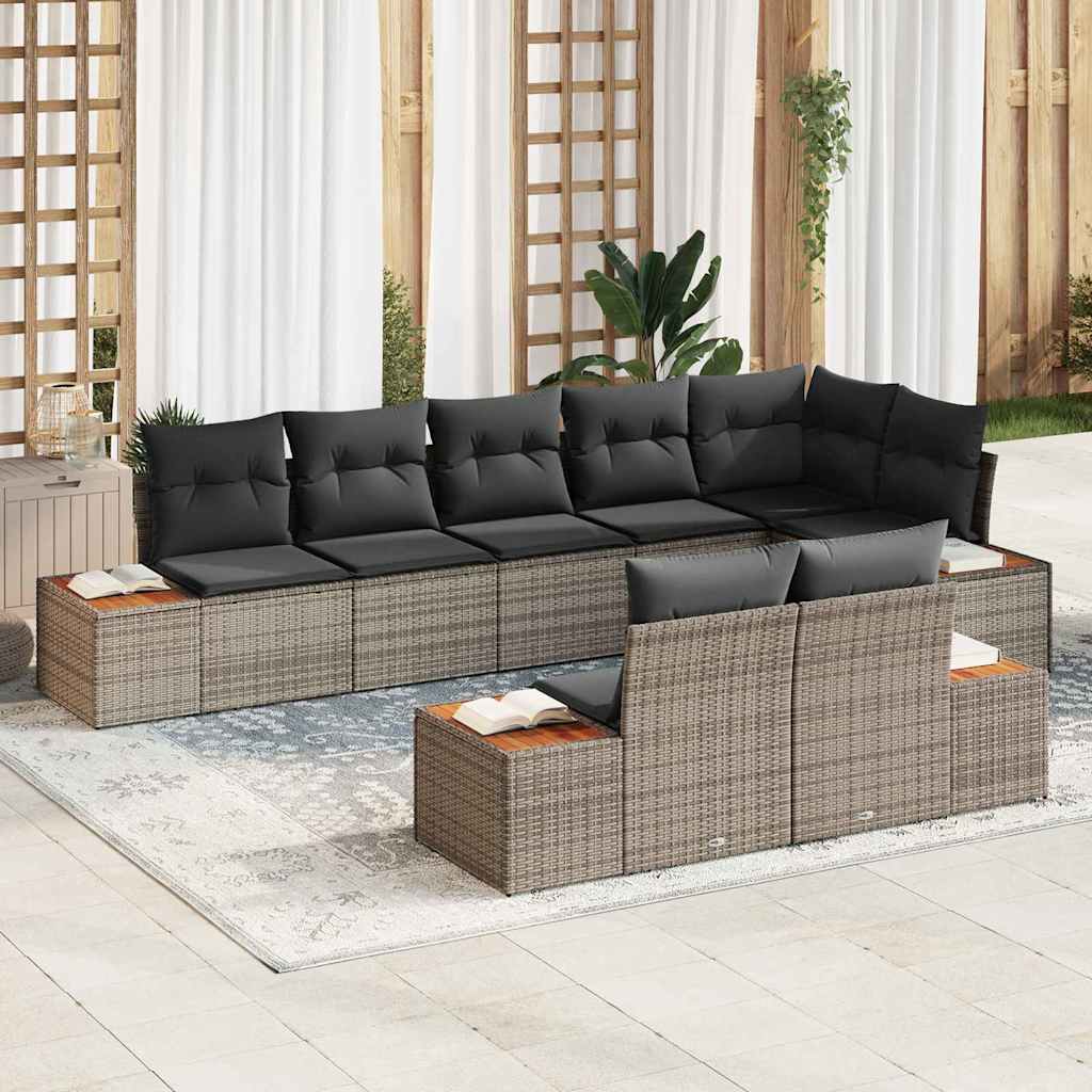 Gartensofa-set 8 Stk. 8-Sitzanzahl Grau Polyrattan