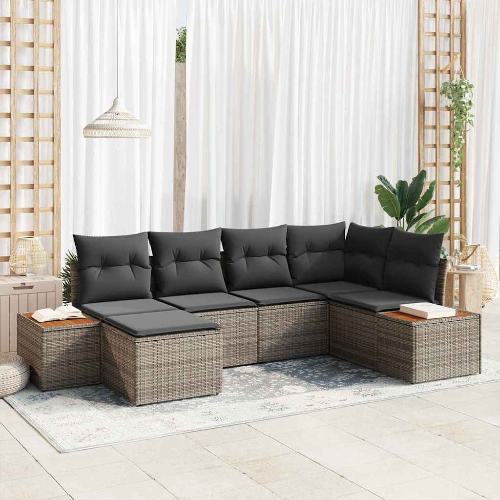 Gartensofa-set 7 Stk. 6-Sitzanzahl Grau Polyrattan
