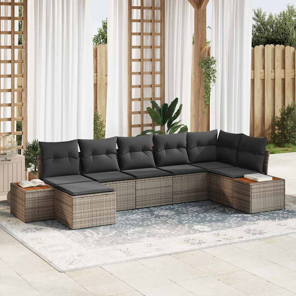 Gartensofa-set 8 stk. 7-Sitzanzahl Grau Polyrattan