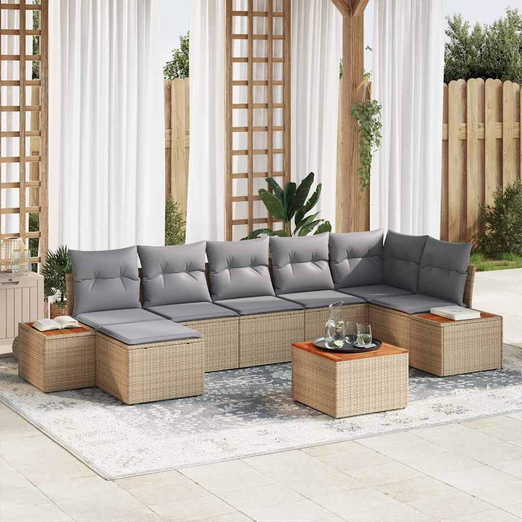 Gartensofa-set 8 stk. 7-Sitzanzahl Beige und Hellgrau