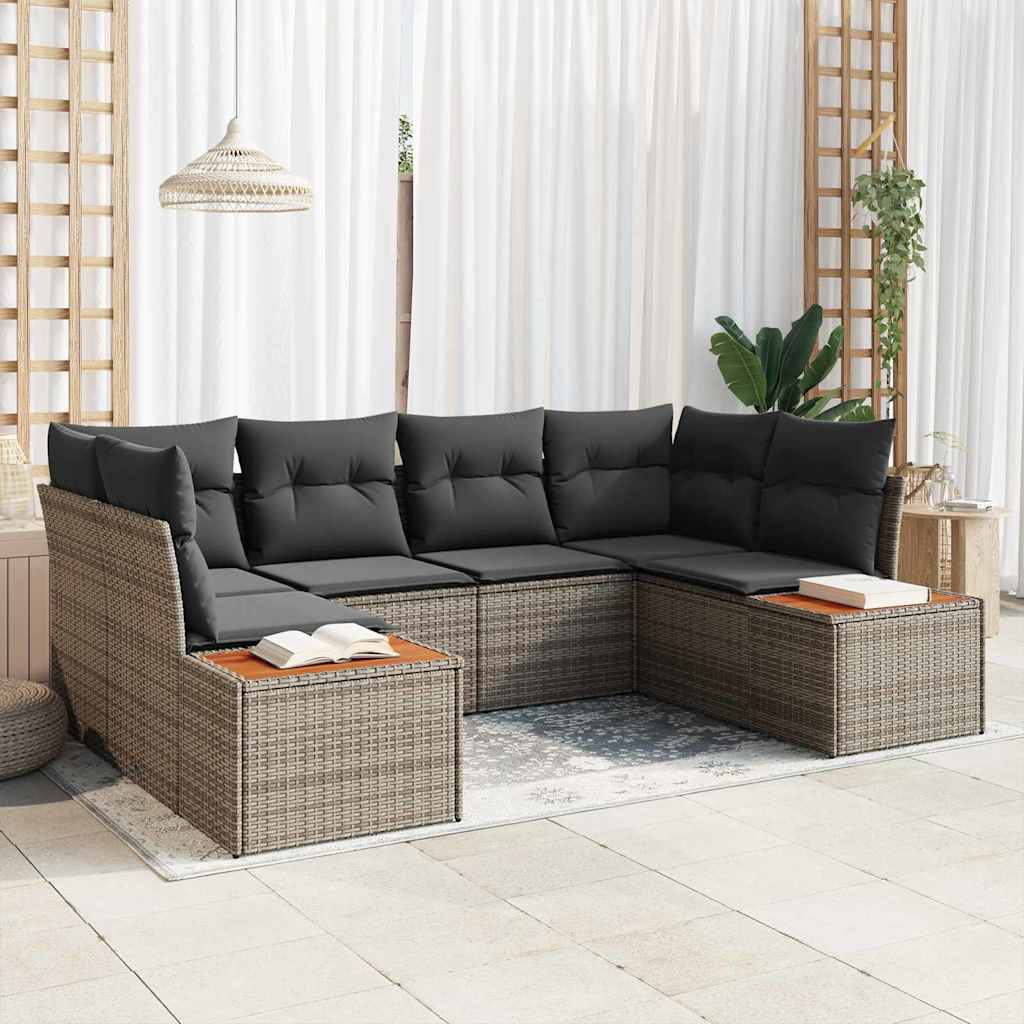 Gartensofa-set 6 stk. 6-Sitzanzahl Grau Polyrattan
