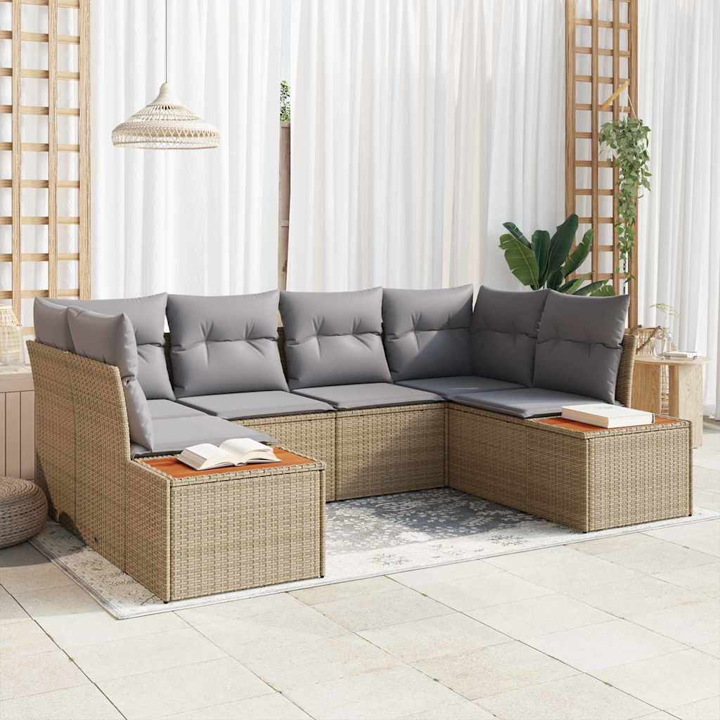 Gartensofa-set 6 stk. 6-Sitzanzahl Beige und Hellgrau