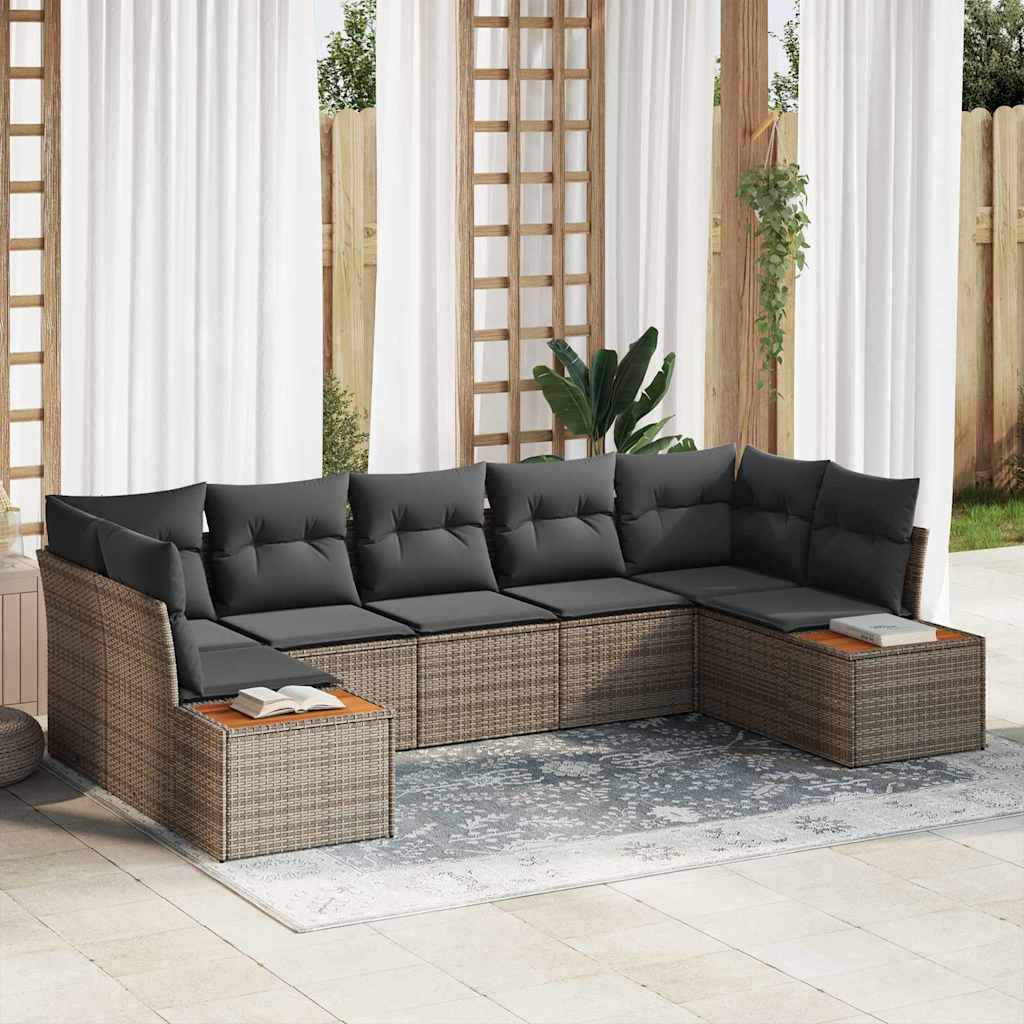 Gartensofa-set 7 Stk. 7-Sitzanzahl Grau Polyrattan