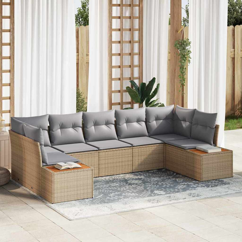 Gartensofa-set 7 Stk. 7-Sitzanzahl Beige und Hellgrau