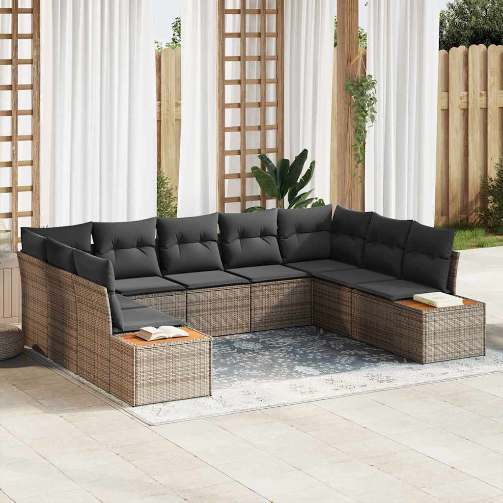 Gartensofa-set 5 stk. 9-Sitzanzahl Grau Polyrattan