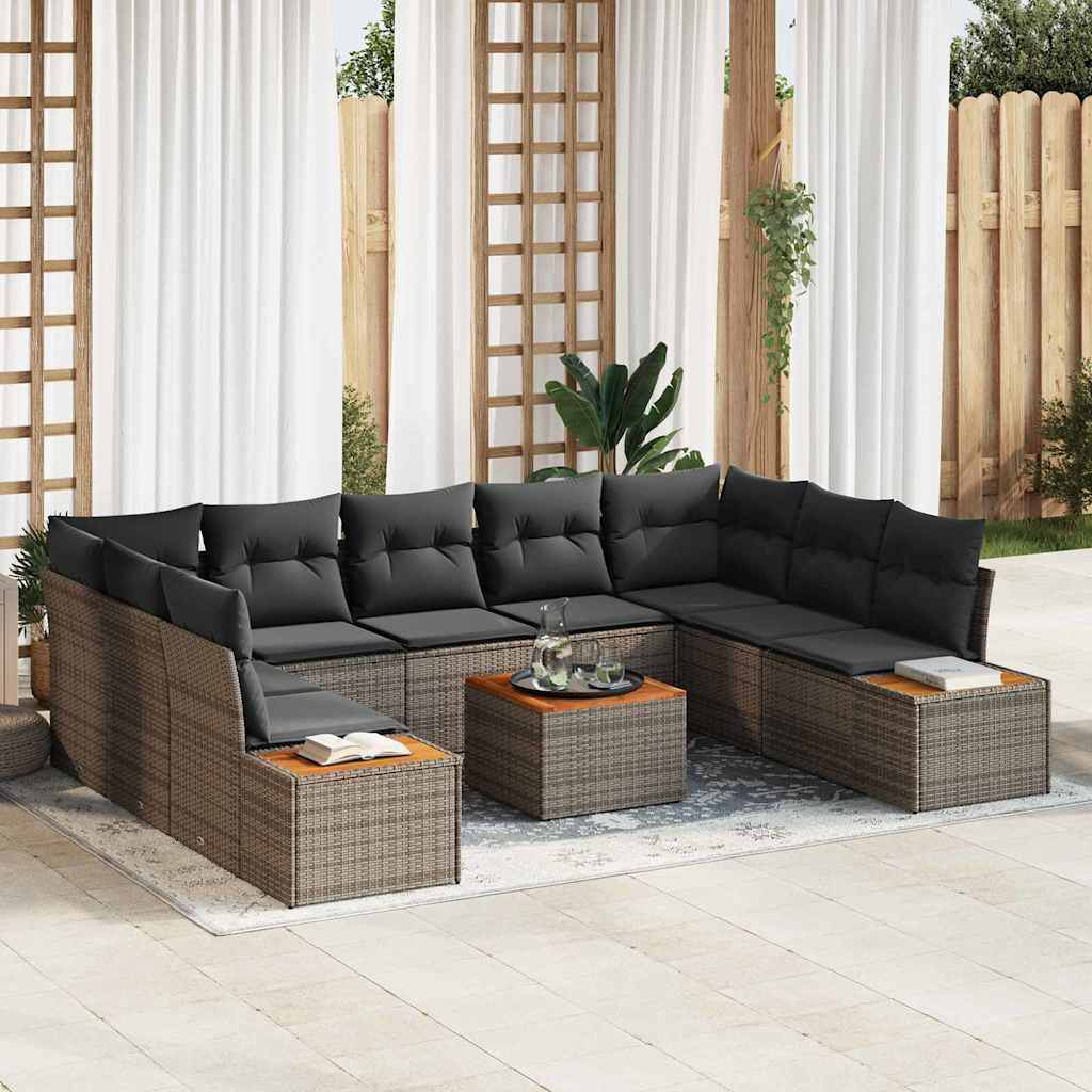 Gartensofa-set 5 stk. 9-Sitzanzahl Grau Polyrattan