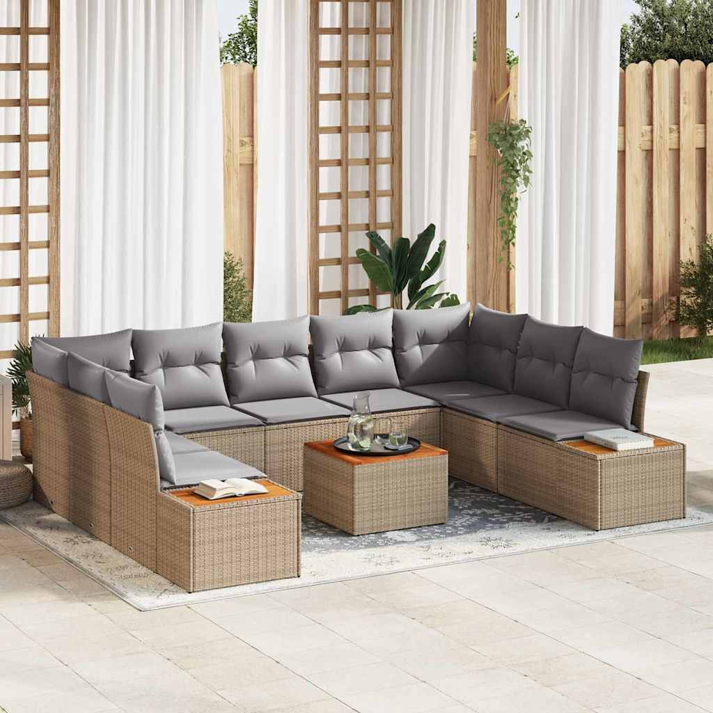 Gartensofa-set 5 stk. 9-Sitzanzahl Beige und Hellgrau