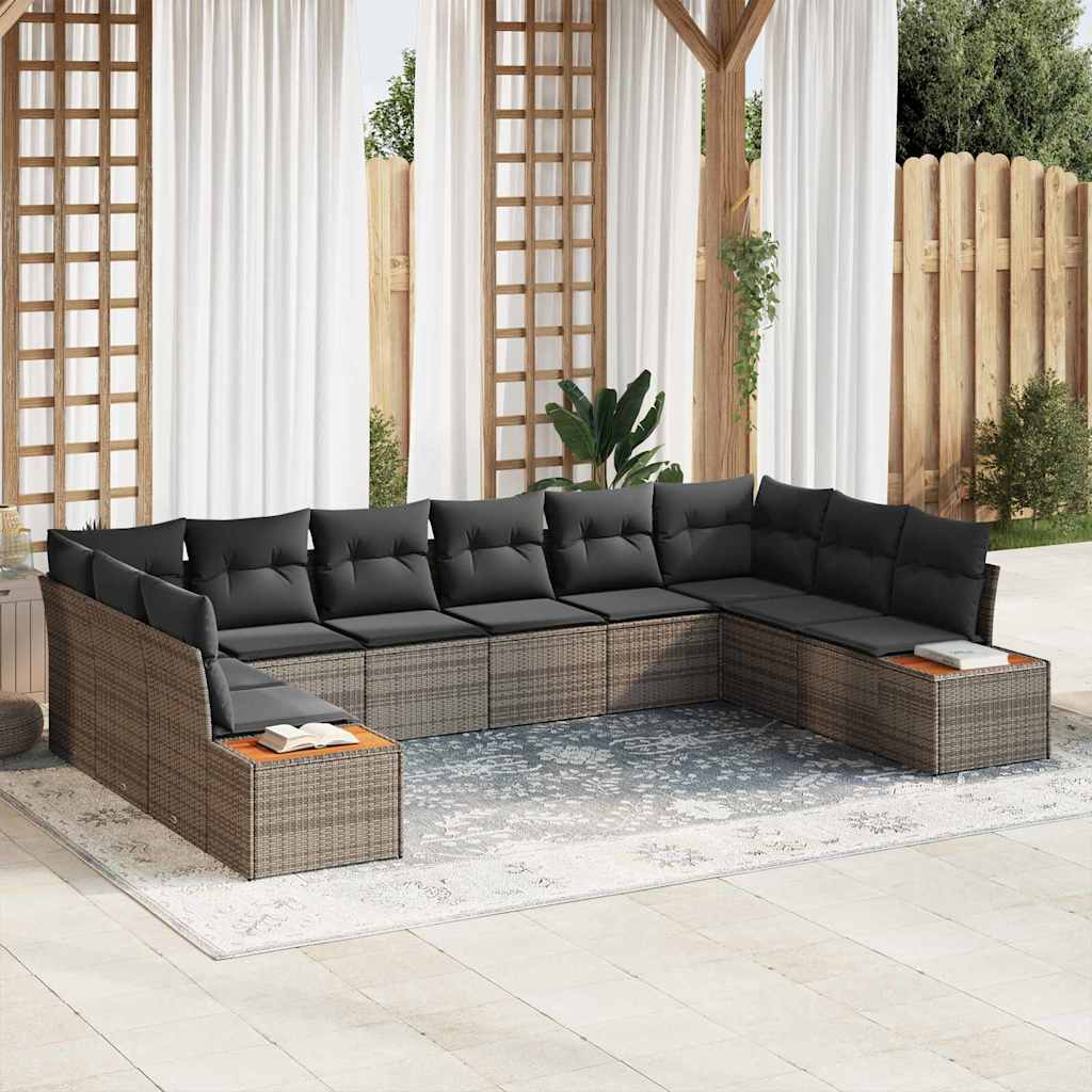 Gartensofa-set 10 Stk. 10-Sitzanzahl Grau Polyrattan