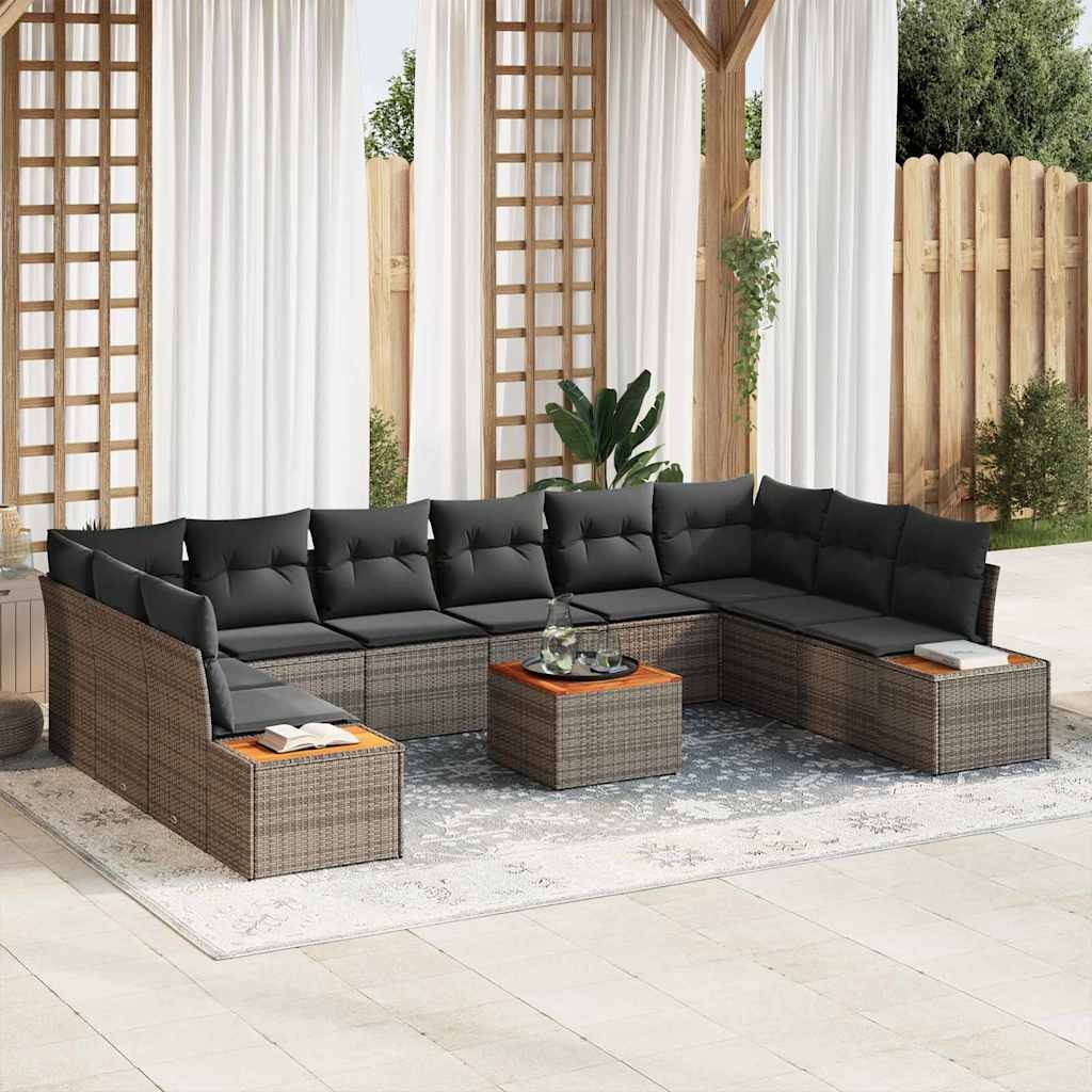 Gartensofa-set 10 Stk. 10-Sitzanzahl Grau Polyrattan
